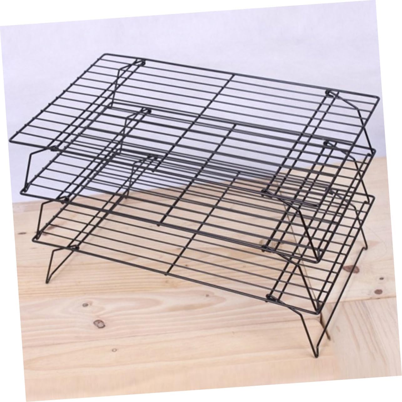 Cabilock 3Pcs Folding Cooling Rack Multi Function Baking Supply for Cooking Grilling and Cooling Carbon Steel Non Stick for Cakes and Cookies