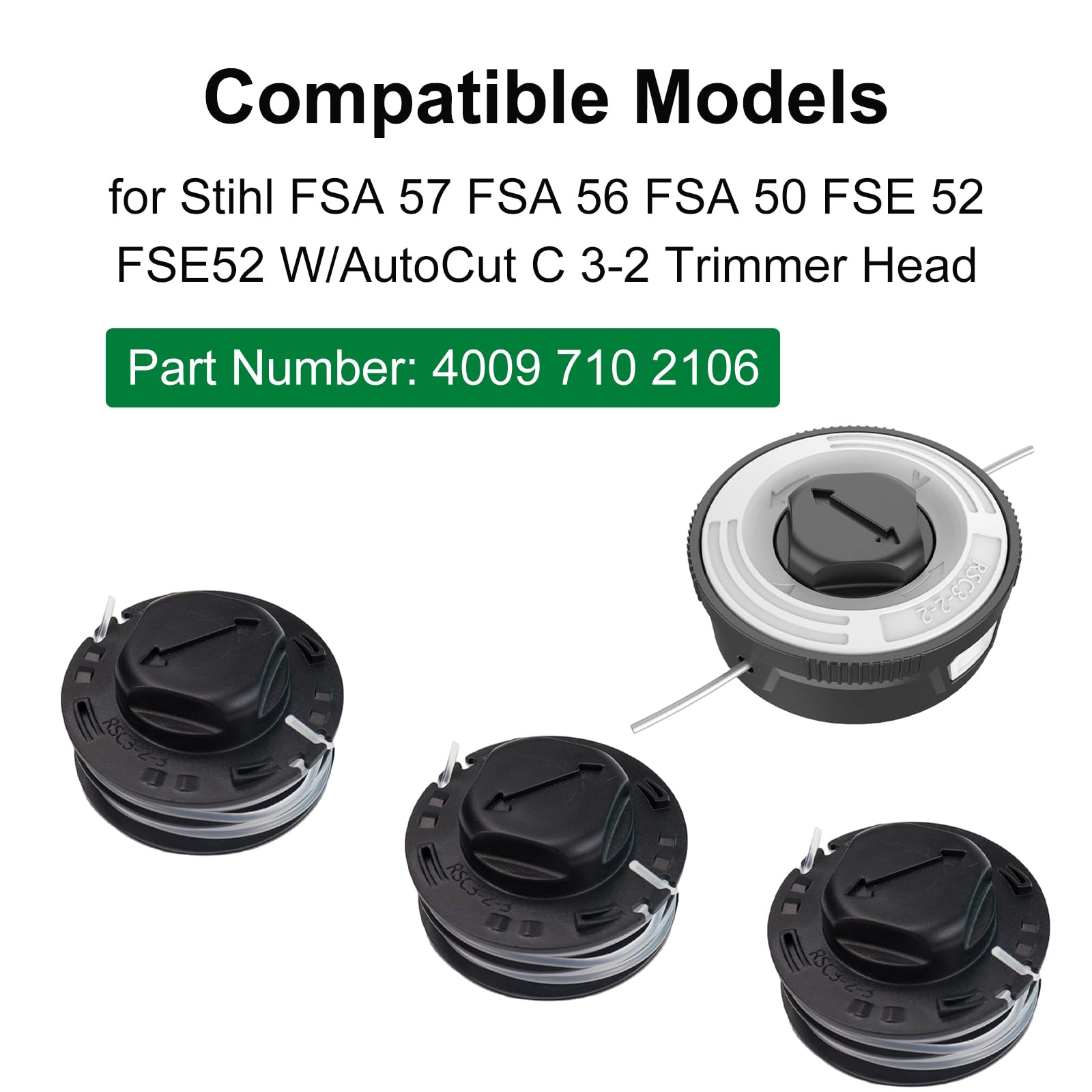 Testina di ricambio per decespugliatore Stihl FSA 57 FSA 56 FSA 50 FSE 52, compatibile con Stihl AutoCut C 3-2 4009 710 2106, testina di ricambio per decespugliatore serie da 5 pollici