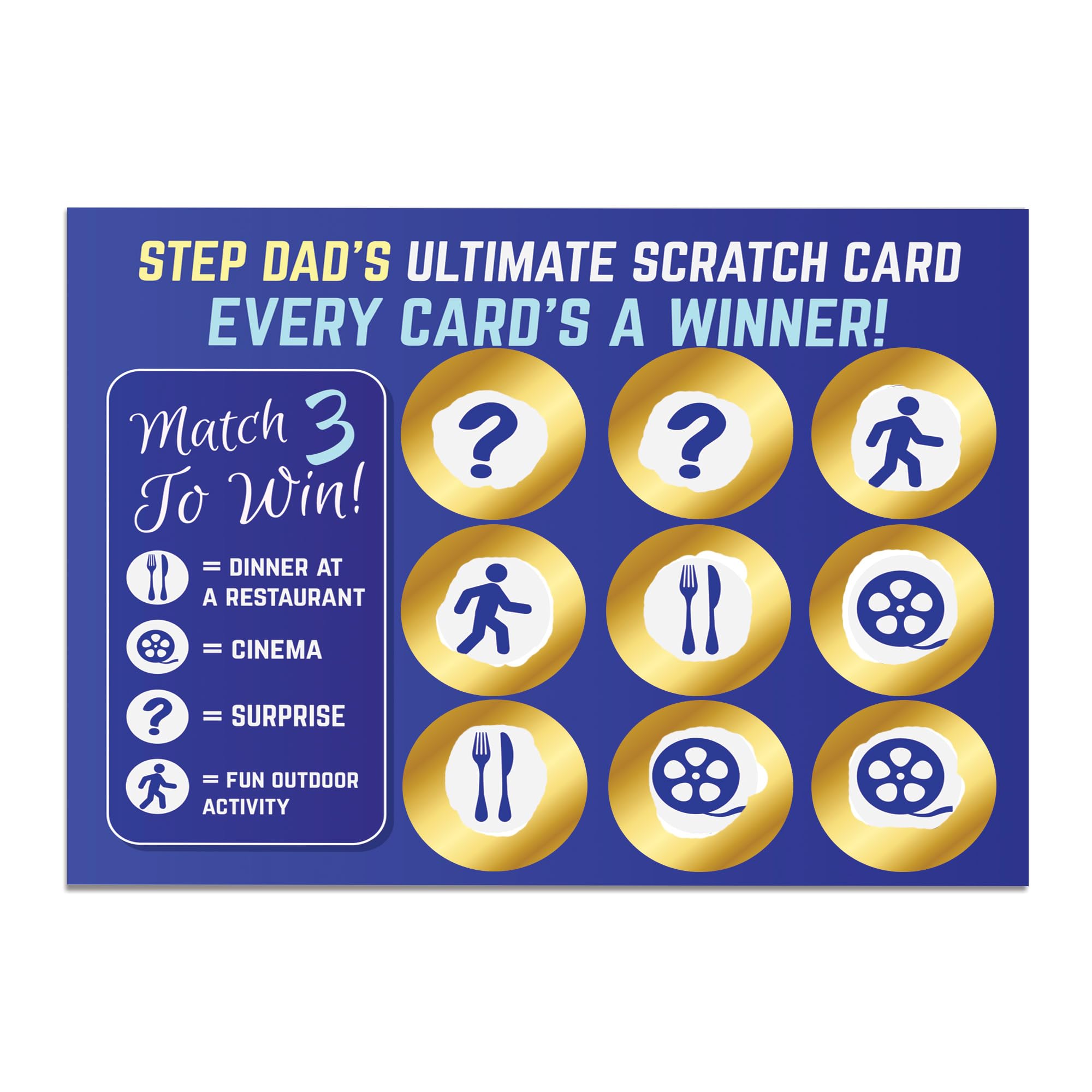RED OCEAN Stepdad Birthday Gift, Novelty Fathers Day Gift, Step Dad Scratch Card, Gifts for Step Dad, Scratch Card, Stepdad Gift, Fun Gift For Stepdad From Daughter Son (Cinema Win)
