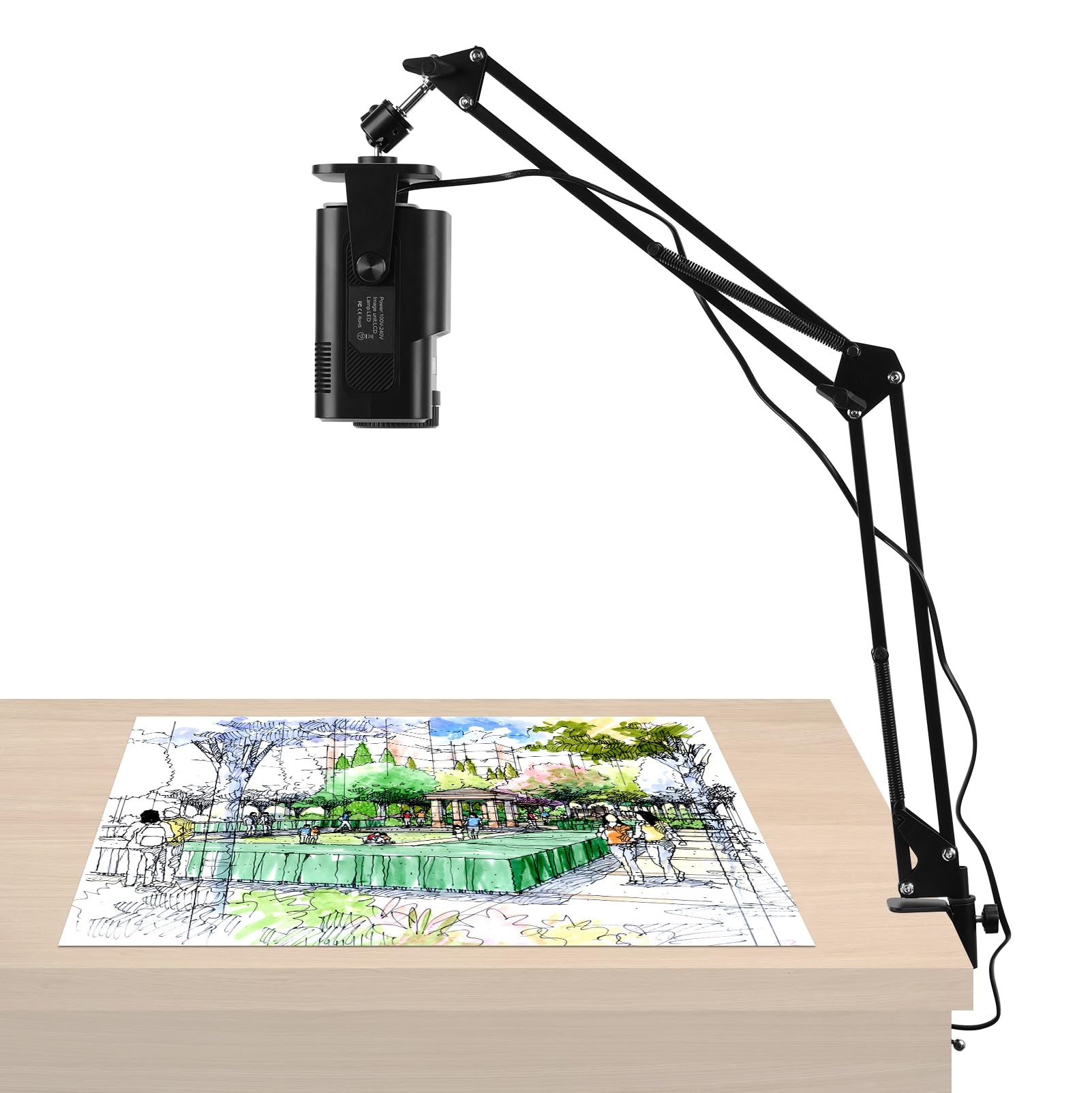 Proyector de dibujo portátil, proyector de dibujo inteligente de escritorio con mando a distancia y soporte para trazar, herramienta de dibujo, dibujo, conectividad WiFi