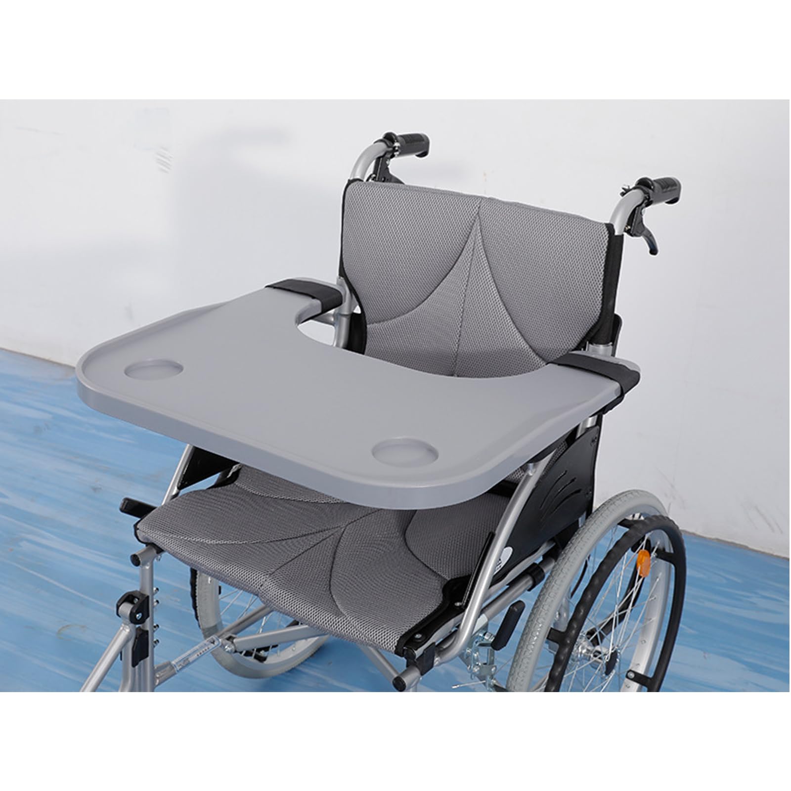 ZJchao Wheelchair Dining Table Board, Bandeja para Sillas de Ruedas, Accesorios para Sillas de Ruedas Bandeja la Caminantes Table la Vuelta Extraíble Libros Comer Lectura Descansando (Grey)