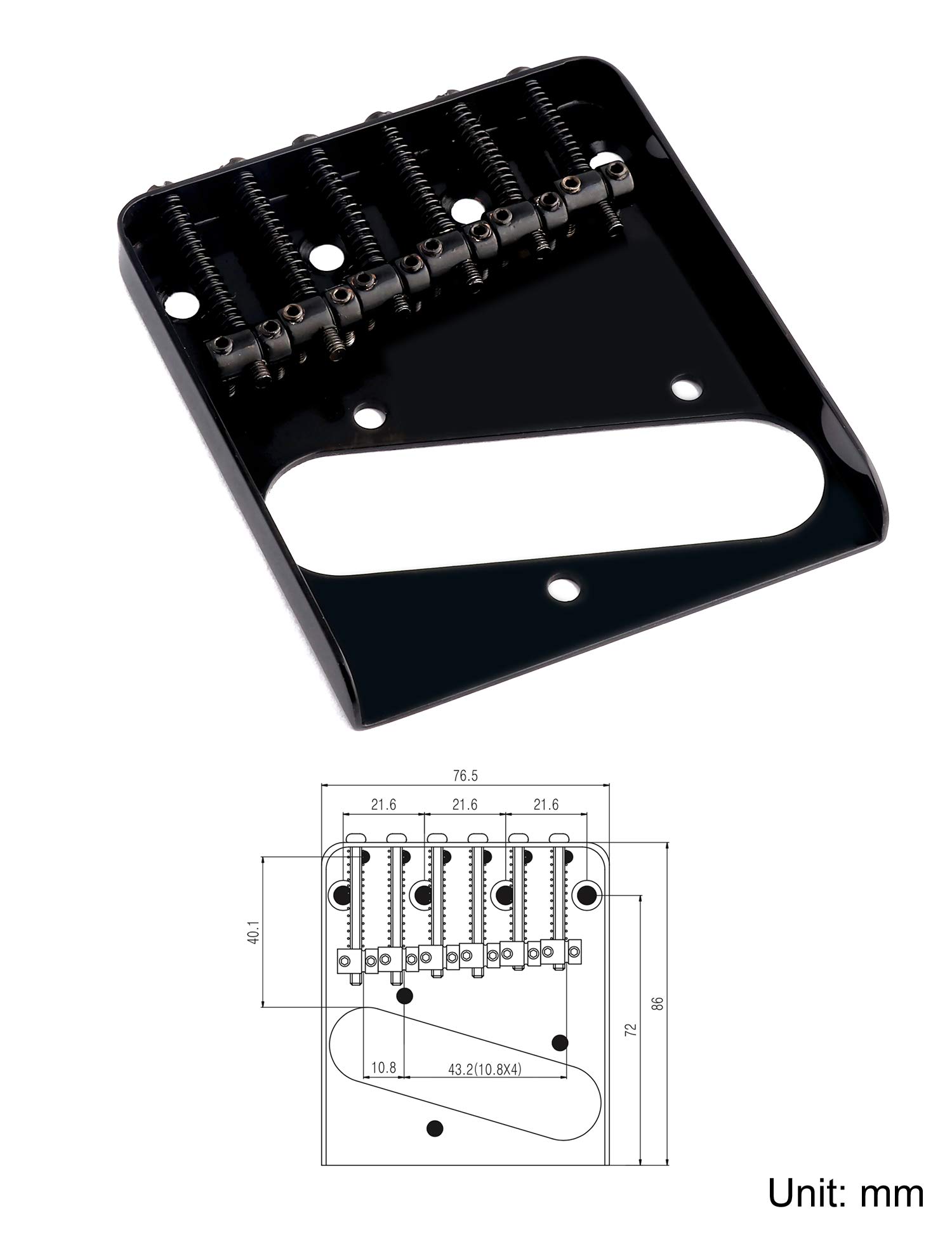 Musiclily Ultra 54mm Aluminium Plaat Vintage Telecaster Bridge Gitaarbrug met Gecompenseerde Messing Brugzadels 3-Saddle voor Tele stijl Elektrische Gitaar, Goud