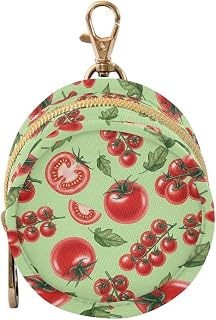 Red Tomatoes Green Leaves Baby Pacifier Holder Case with Clip Portable Pacifier Storage Organizer Round Container Pouch Box Fits Diaper Bag Stroller Purse