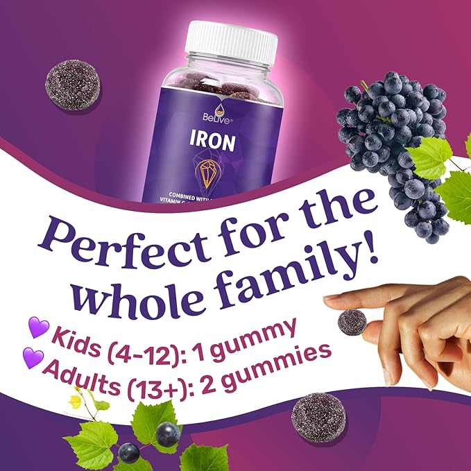 BeLive Hierro con Vitaminas D3 B12 para Energía Apoyo Inmune miniatura 7