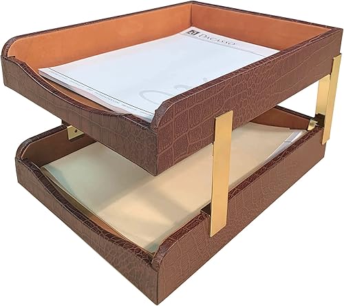 Miniatura 10 de Dacasso Juego de almohadillas de cuero de lujo en relieve de cocodrilo, esenciales para organización de oficina y decoración de escritorio