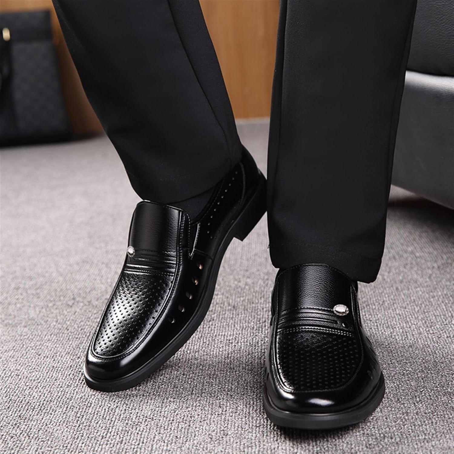 Dress Shoes for Men Men's Summer Breathable Microfiber Leather Shoes Soft and Comfortable Casual Footwear