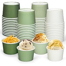 JarThenaAMCS 48 Packs 9oz Sage Green Snack Cups Gradient Solid Green Disposable Bowls Dessert Food Treat Paper Bowls for Wedding Baby Shower Party Supplies, 4 Colors
