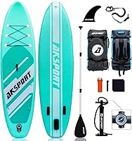 AKSPORT 11ft Inflatable Stand Up Paddle Board - Extra Wide 34" SUP for Stability, Non-Slip Deck, Complete Accessories Kit for All Levels