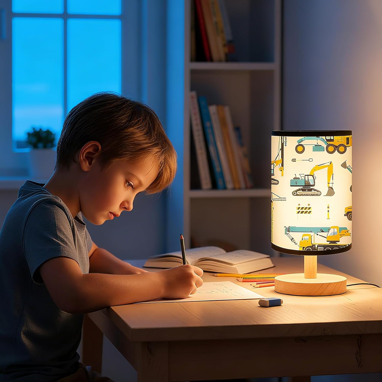 Construction Truck Table Lamp Gifts 3 Colors Dimmable Lights Construction Room Bedroom Decor 9.72 x 5.12 Inch Excavator Night Light Bedside Lamps Decoration for Bedroom Desk Birthday Gifts for Home
