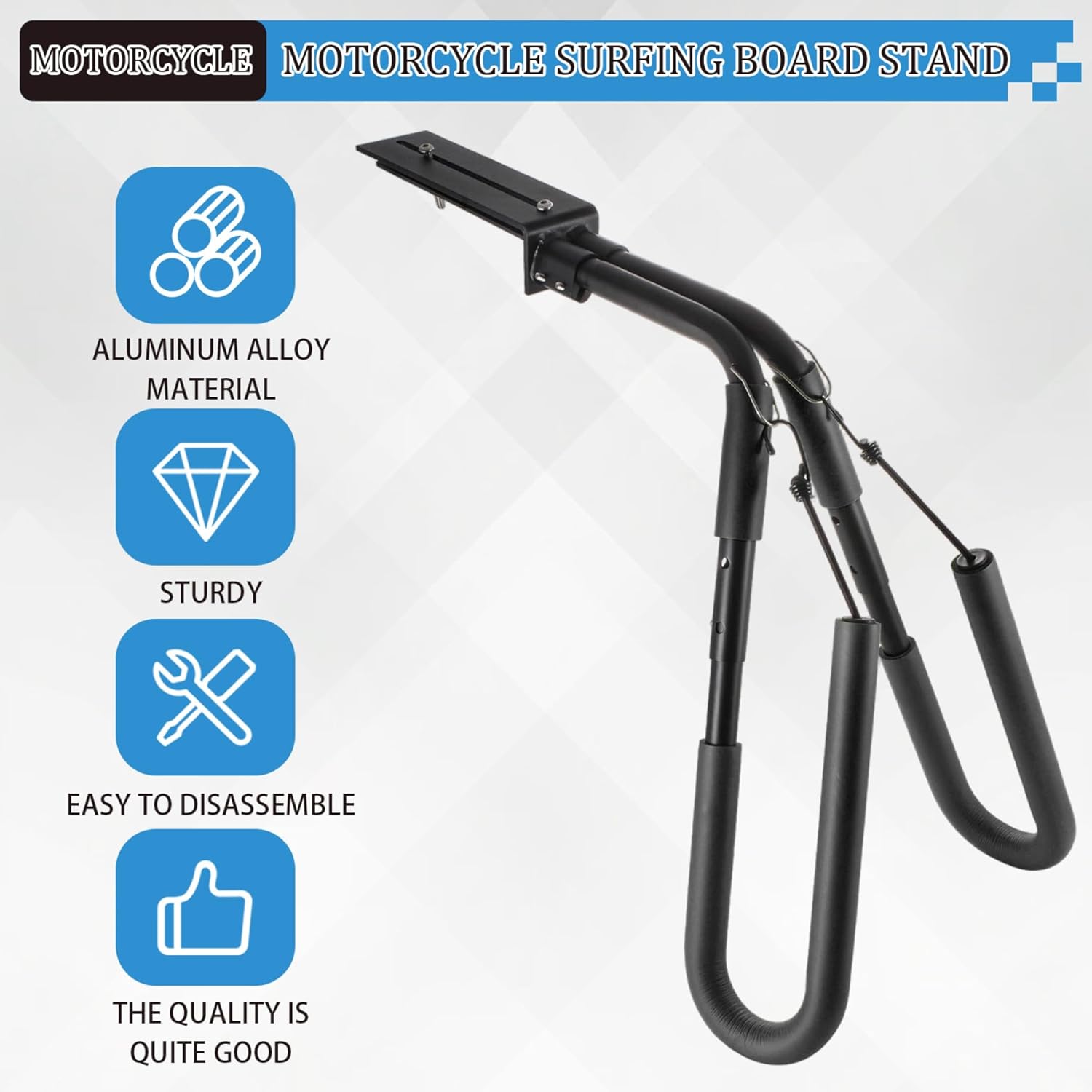 Scooter Surfboard Rack, Aluminum Alloy Surfboard Bike Rack Adjustable Easy to Remove Mount Holder for Scooter/Moped/eBike.