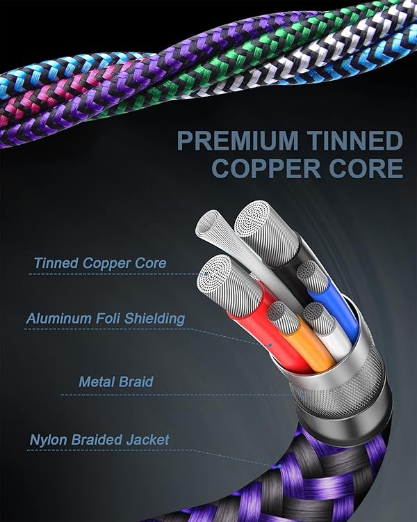 Multi Charger Cable, Lightning and USB C 2 in 1 Charging Cable Braided Multiple USB Cable Fast Charge Cord for iPhone/Android Phones for iPhone 17 16 15 Pro Max Plus 14 13, iPad, Samsung, Google-4FT by Haoano - Image 2