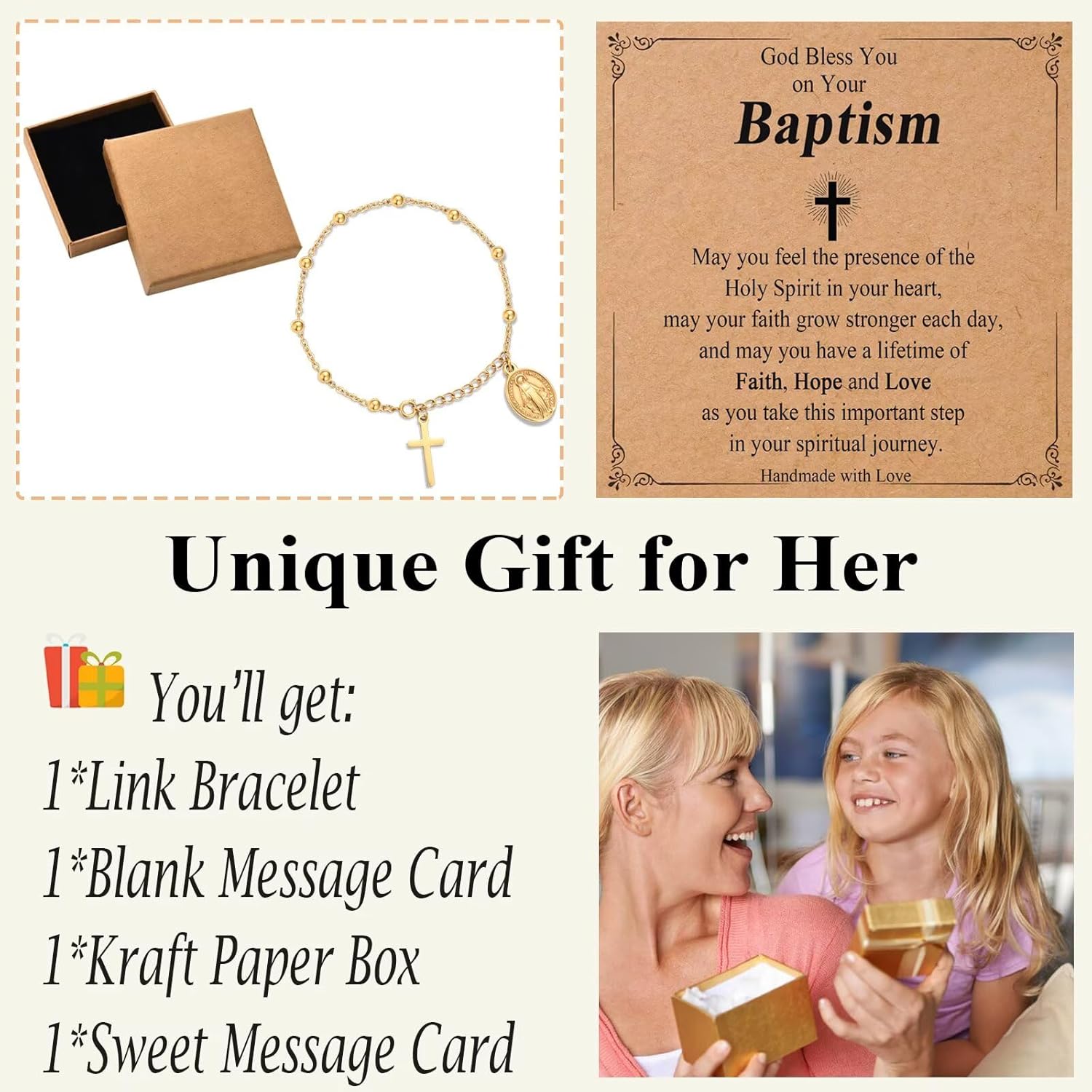 Catholic Gifts for Girl Virgin Mary Christian Cross Bracelet First Communion Baptism Confirmation Gifts For Teen Girls Link Jewelry - Image 6