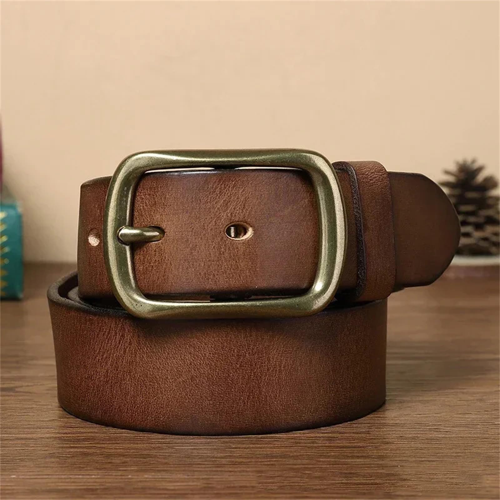 Ceintures en cuir véritable for hommes, avec boucle en cuivre, for jeans et affaires