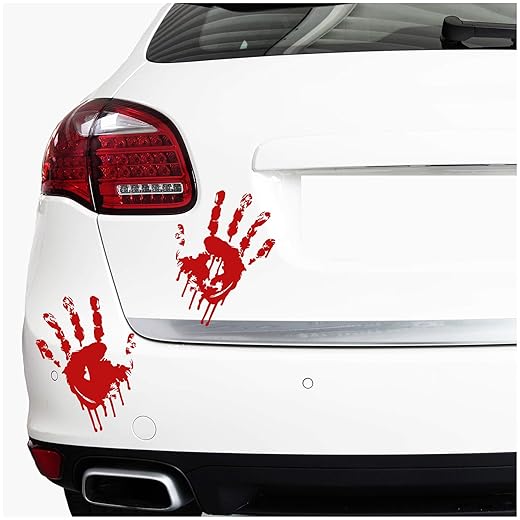 Halloween Aufkleber Dekoration Sticker Blutige Hände Füße Blut Blutspur Horror Grusel Folie für Kfz Auto Fenster Wintergarten Party Zubehör (K029 Hände)