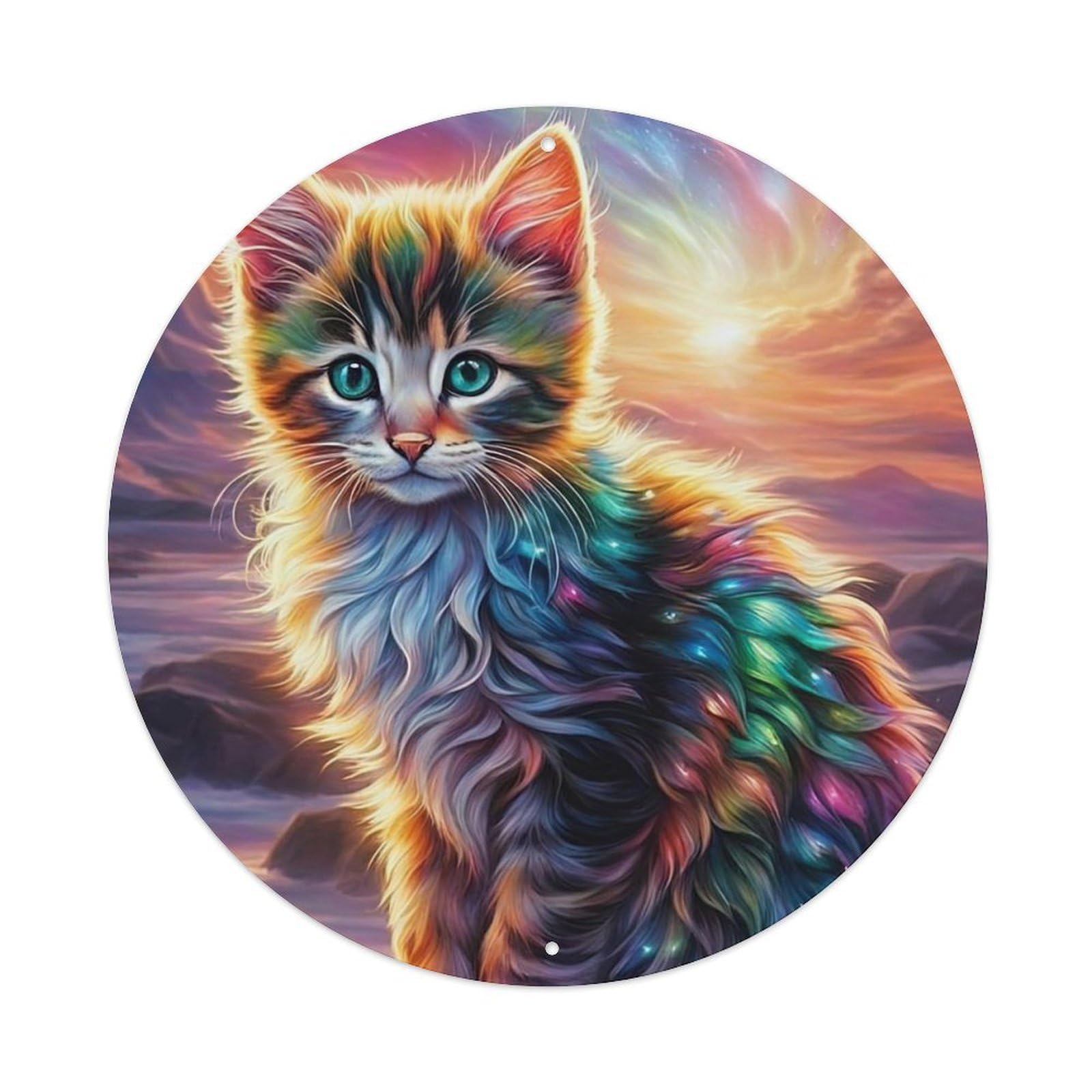 Animal Artwork Colorful Kitten Metal Tin Sign