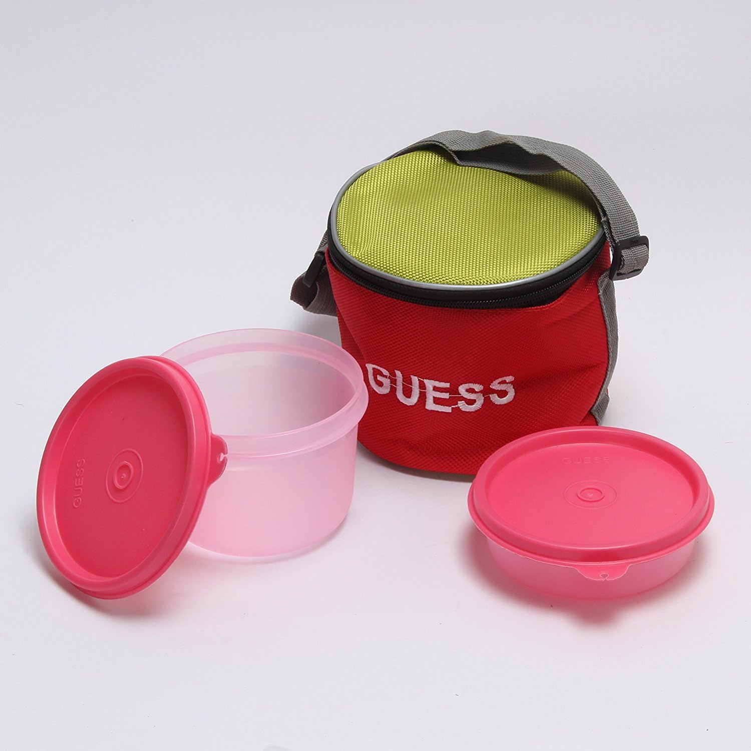 Guess Lunch On 2 Pcs Round Red Bag (Voilet Containers
