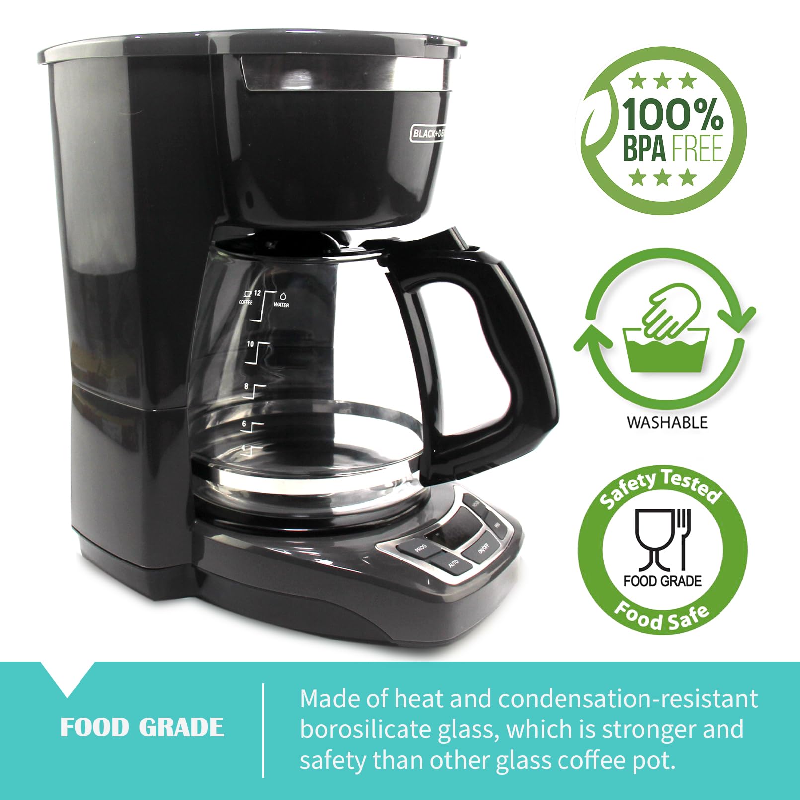 Black And Decker Carafe Replacement 12-Cup Replacement Glass