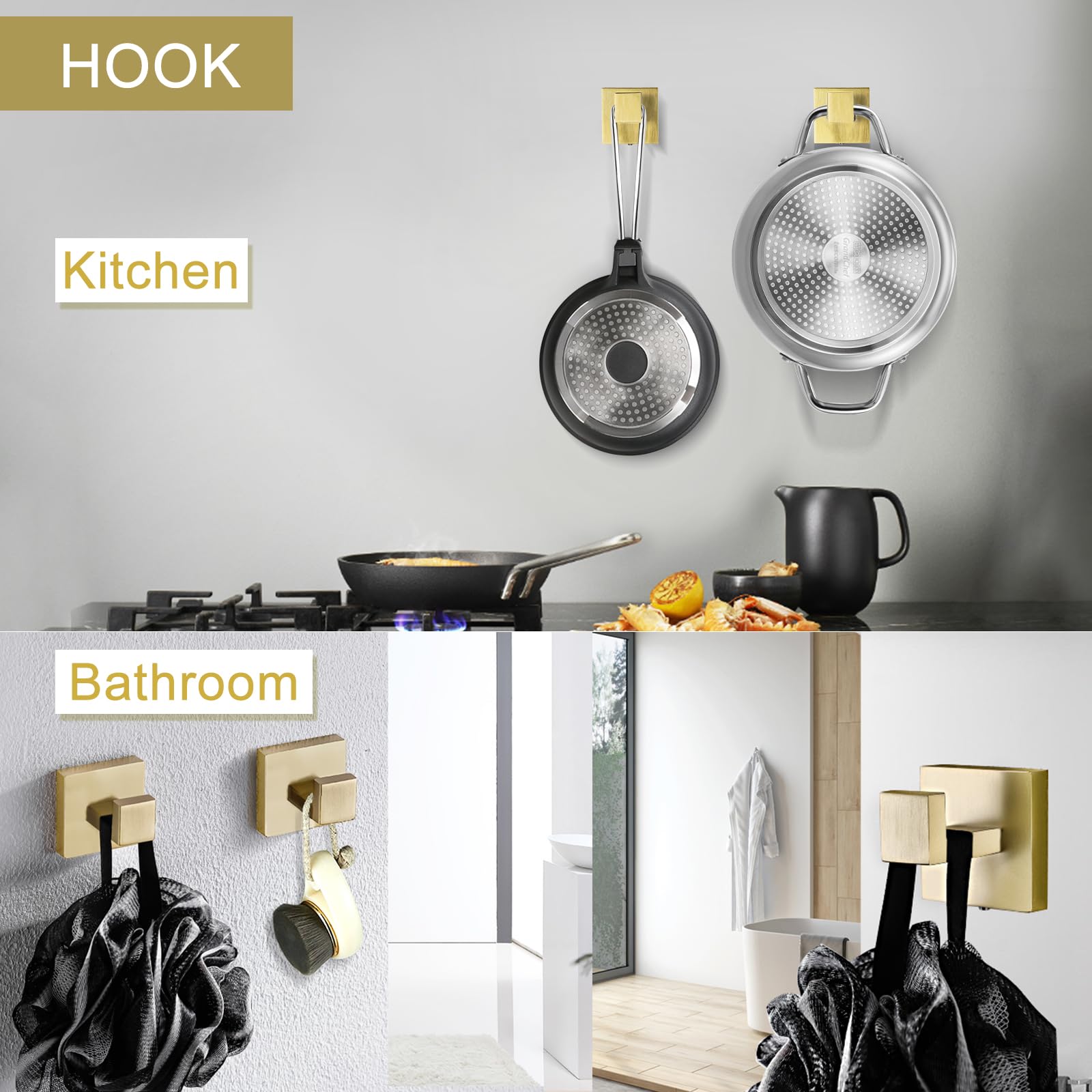 Set di 6 pezzi di accessori da bagno in oro chiaro spazzolato Set di portasciugamani doppio barra portasciugamani anello appendiabiti e porta carta igienica con mensola Set di accessori da bagno