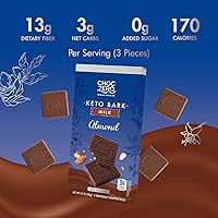Vista 3 de ChocZero Corteza de almendras de chocolate con leche, sin azúcar añadida, baja en carbohidratos, alta fibra, apta para dieta cetogénica, sin