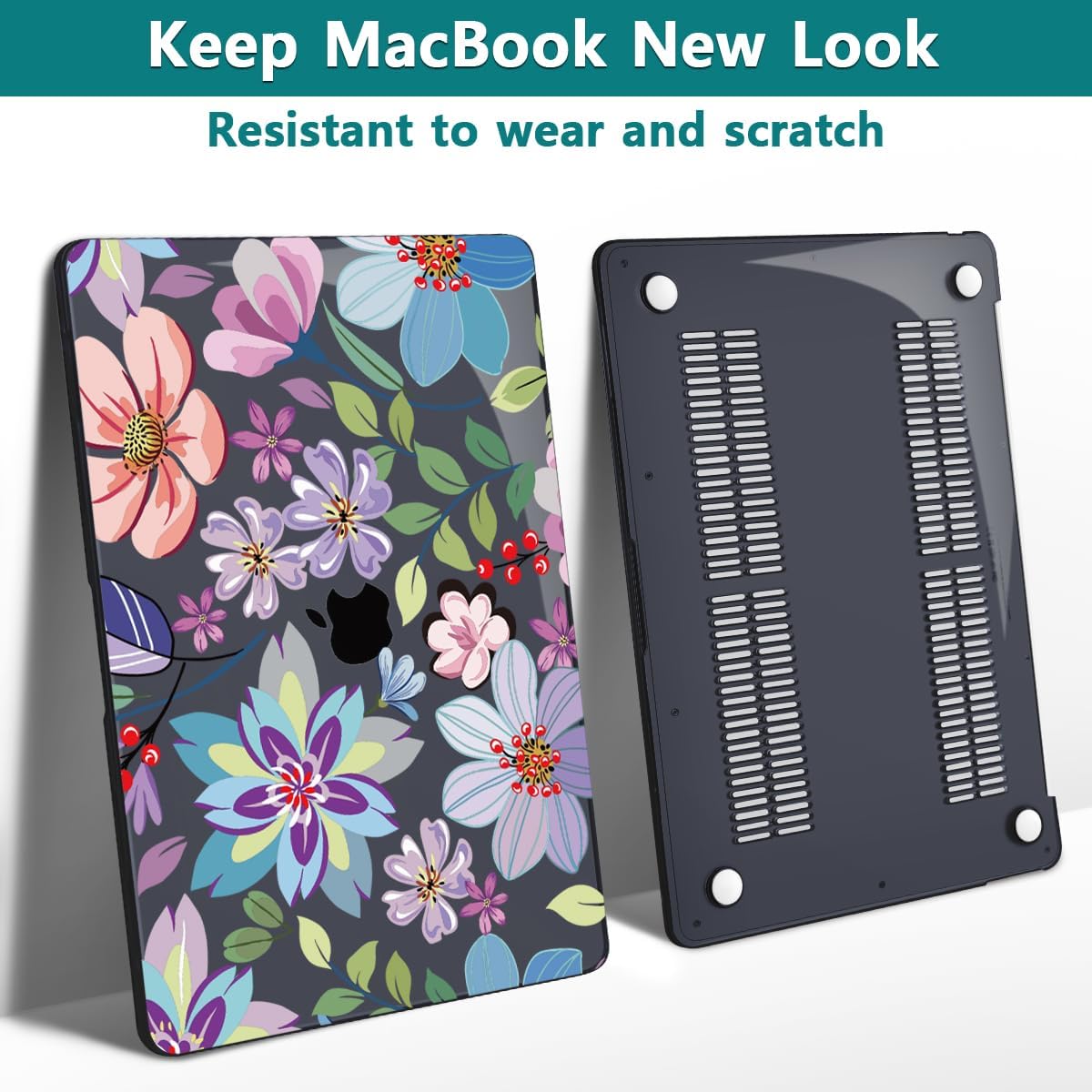 Teryeefi Case for M1 MacBook Air 13 inch 2020 2019 2018 fits Model A2337 A2179 A1932 with Retina Display & Touch ID, Plastic Hard Shell & Keyboard Cover & Screen Protector, Pretty Colorful Flower A004 - Image 5