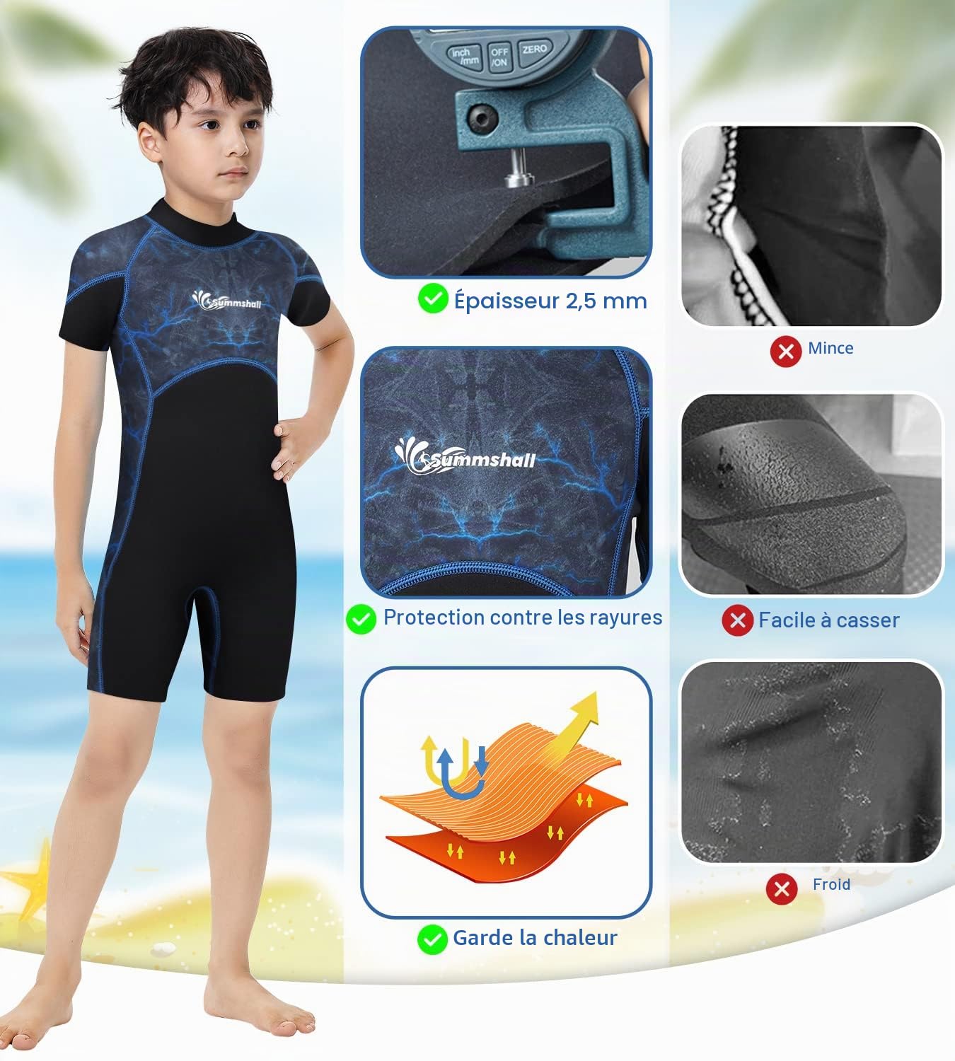 Combinaison Plongée 3mm, Combinaisons de Plongée Néoprène pour Hommes en Eau Froide Combinaison de Plongée Intégrale pour Plongée Snorkeling Surf Natation Canoë