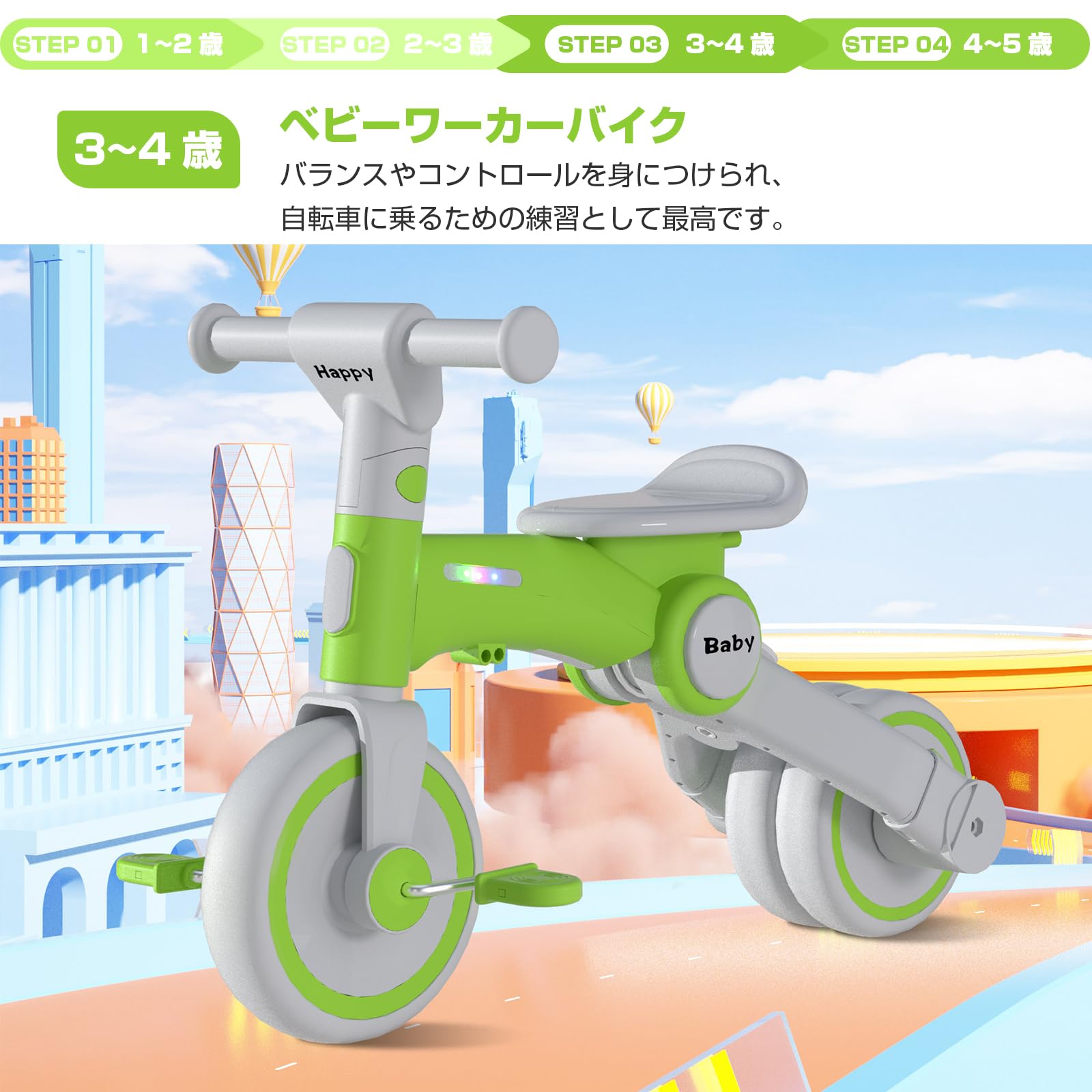 Amazon.co.jp: SFUN 三輪車 子供用 4 in1 自転車 三輪車 キッズバイク
