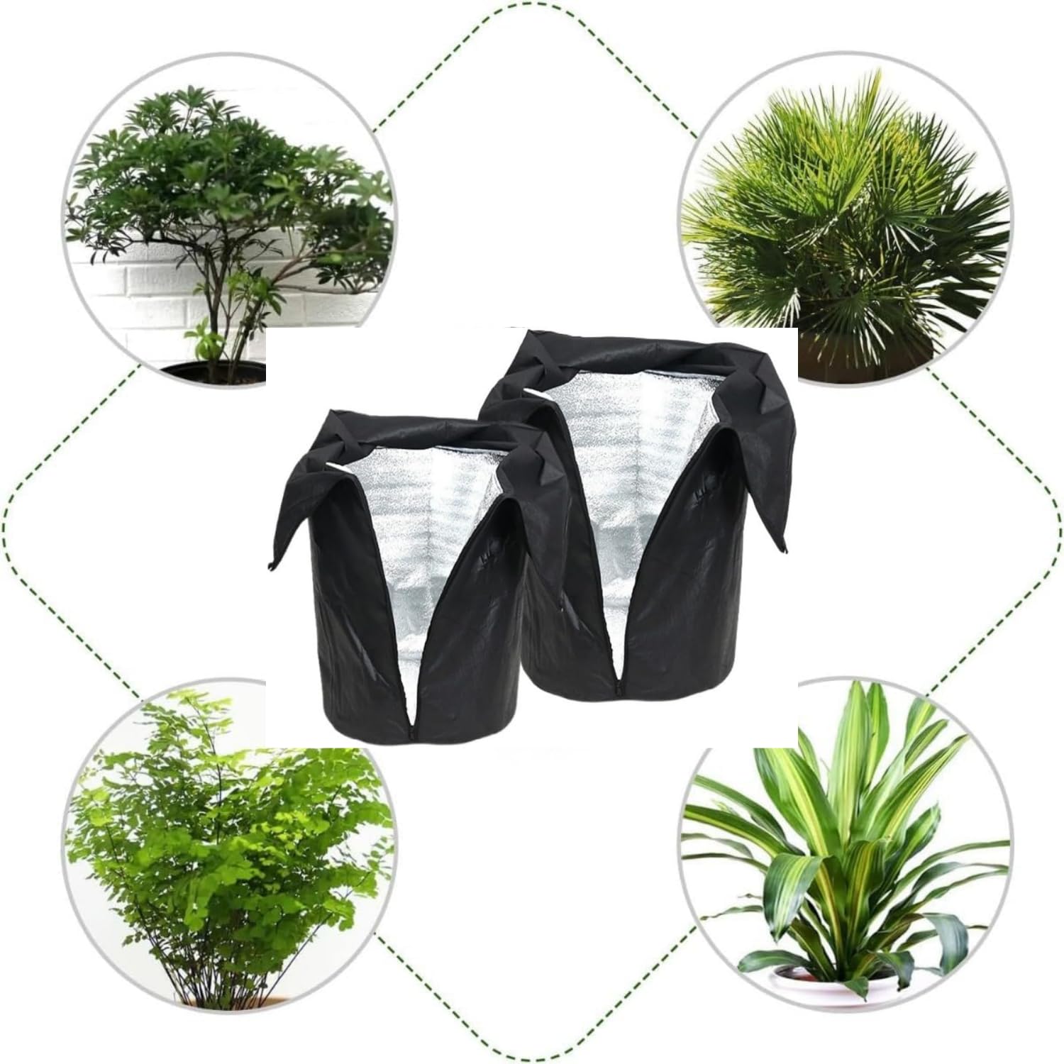 Paquete de 2 fundas protectoras para plantas de invierno, transpirables, resistentes al desgaste, con cordón y cremallera para plantas en macetas, árboles frutales