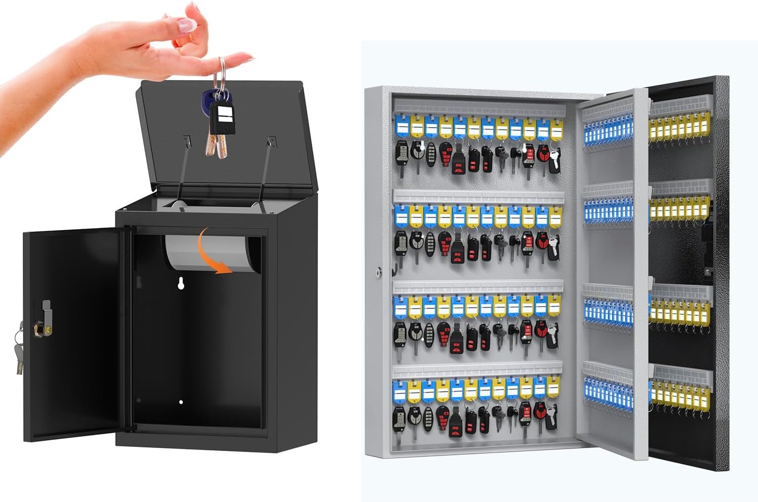 192 Key Box with Key Drop Box, Smart Key Cabinet Key Return Kit for Automotive,ecurity Lockbox Organizer for Valets, Hotels, Car, Office Key Management & Storage