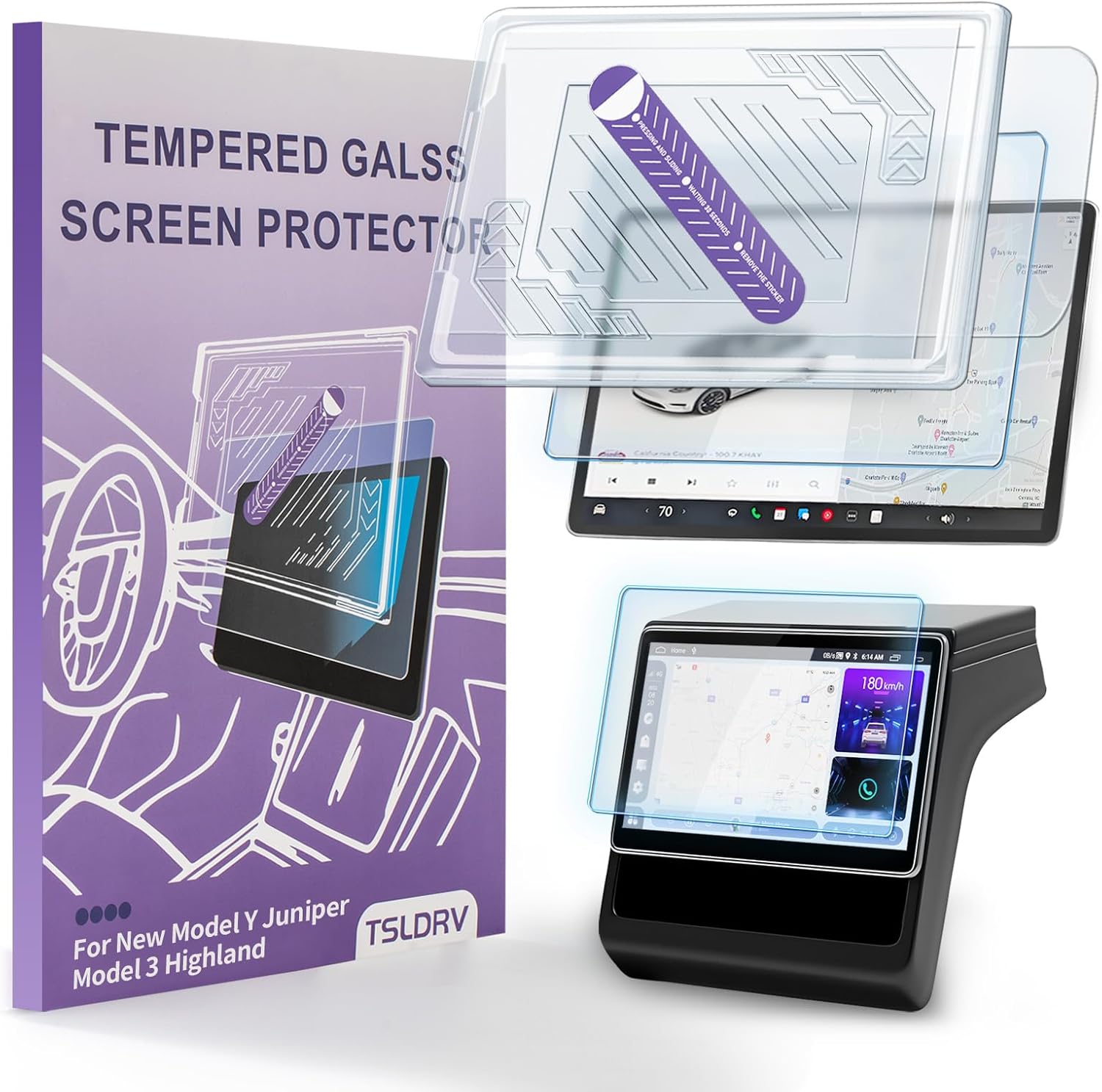 Screen Protector For Tesla Model Y Juniper Accessories 2025 2026/For Tesla Model 3 Highland Accessories 2024 2025 2026 [No Glare/Anti-Fingerprint] 15.4″ 8″ Glass Protector Matte