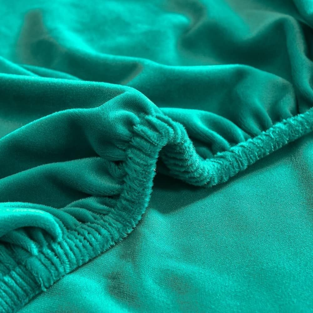 Velvet Copripoltrona con Orecchie Elasticizzato, Tinta unita 2-Pezzi Copridivano da 1 Posto con Fodera per Cuscino, Lavabile per Strandmon Bar Soggiorno Camera da Letto(Verde Giada)