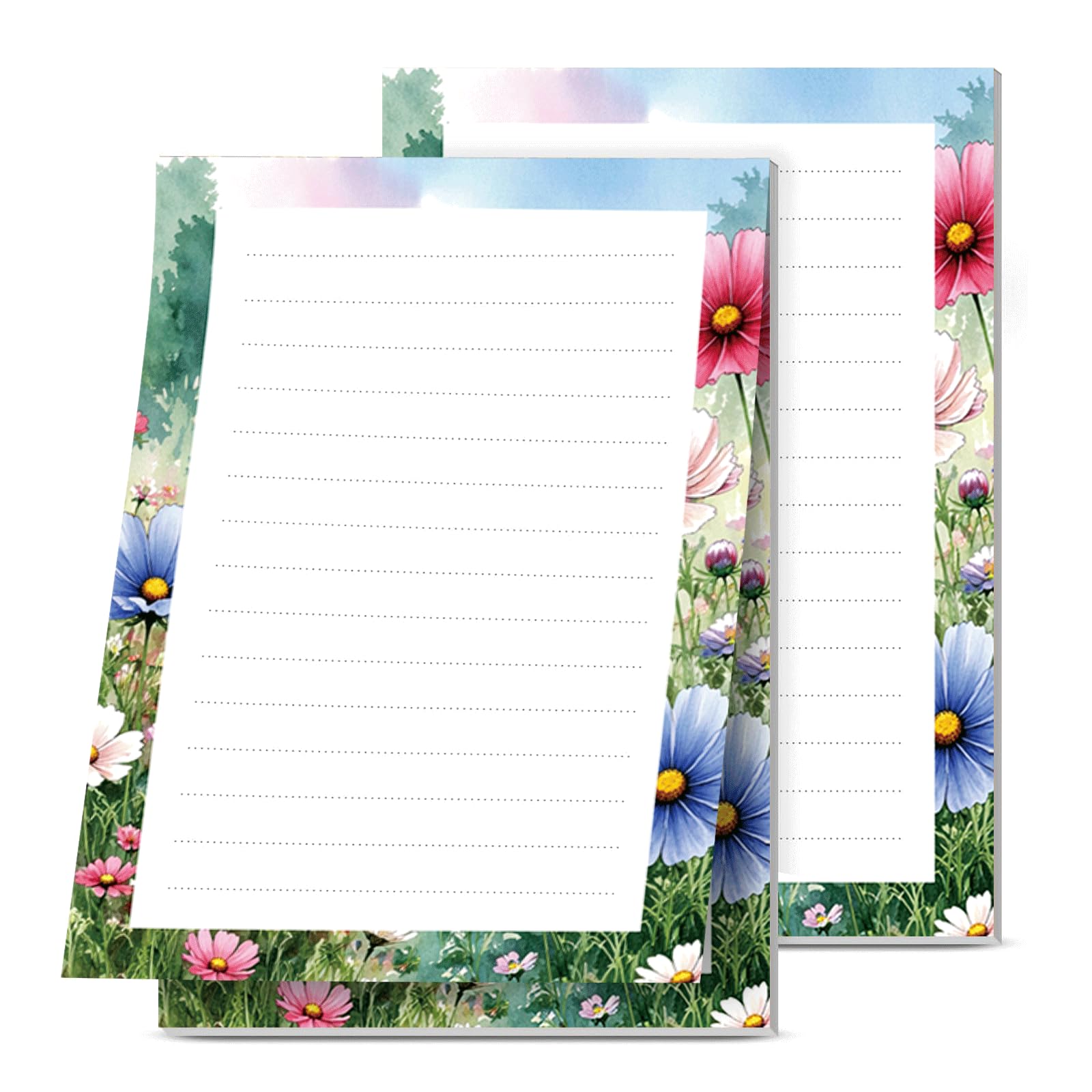 Grand bloc-notes adhésifs lignés pour organiser votre bureau fleuri