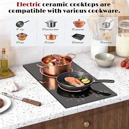Vista 26 de Karinear Placa eléctrica de 30 pulgadas, 4 quemadores, control de perilla con placa de cerámica integrada, estufa eléctrica radiante de 30 pulgadas