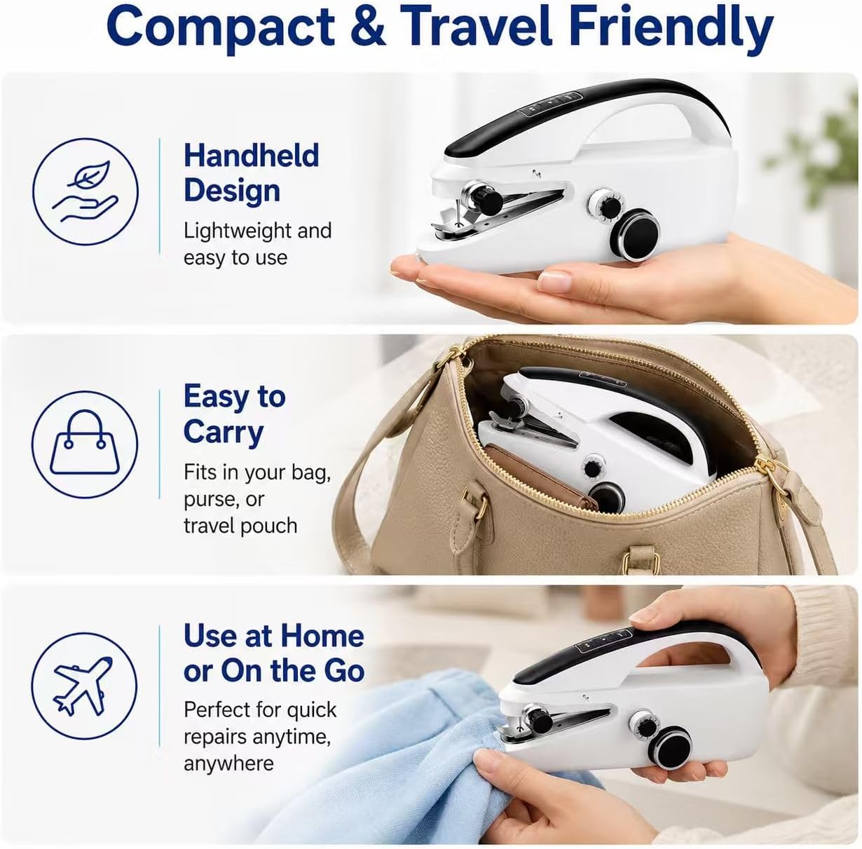LSCQYYCC-Handheld Sewing Machine, Easy to Use & Quick Home Clothing Repair Tools, Suitable for Sewing Clothes, Family Travel