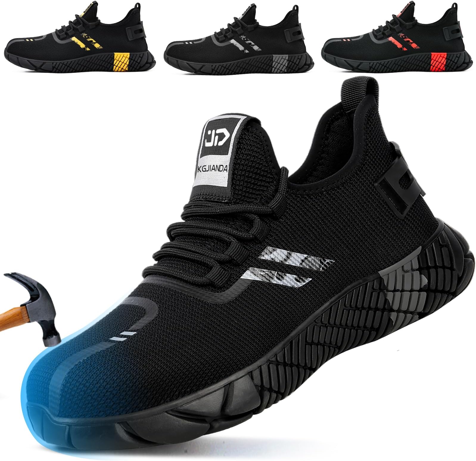 Steel Toe Shoes for Men Work Shoes Men Steel Toe Shoe for Construction Breathable Anti Smash Sneakers for Warehouse Lightweight Safety Indestructible Sneakers for Industrial