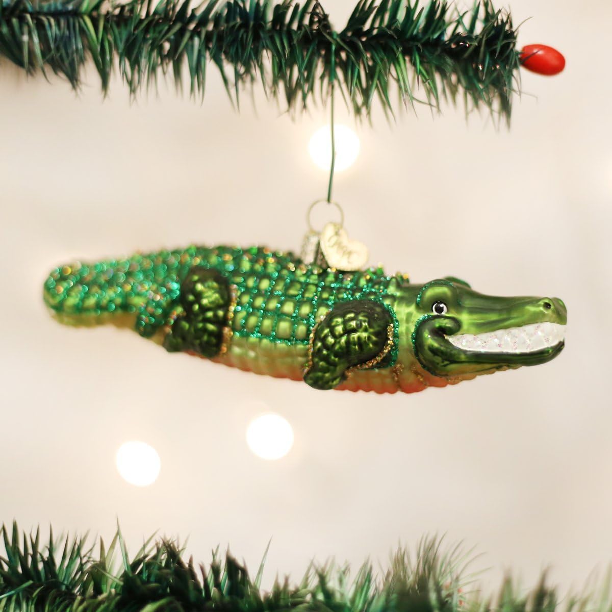 Old World Christmas Alligator Glass Blown Ornament for Christmas Tree, Handcrafted Holiday Decoration, Wildlife Animal Collection - Image 2