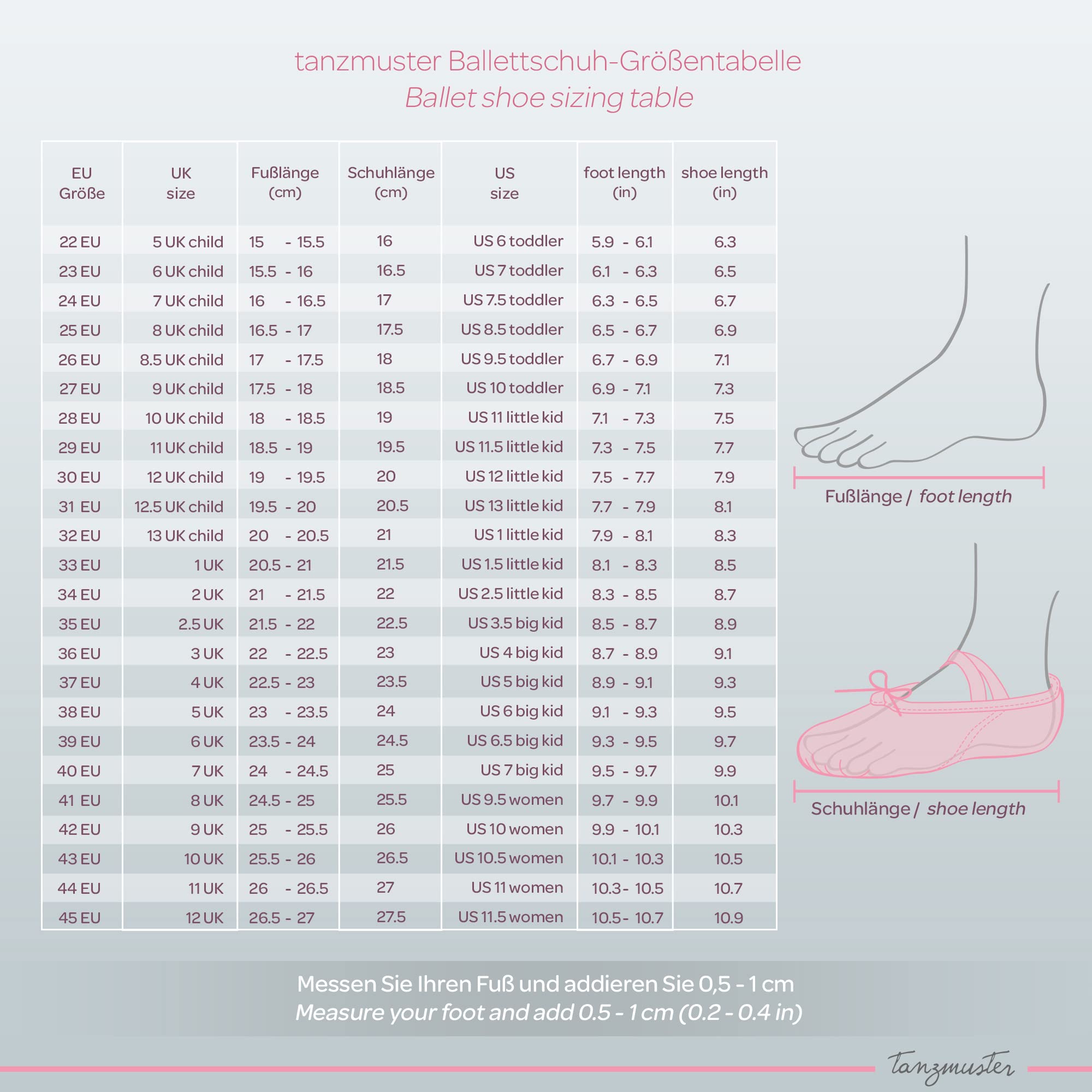 tanzmuster Ballettschuhe Mädchen und Damen - Sasha - Leder - ganze Ledersohle - Gr. 22-45 - Ballettschläppchen für Kinder und Erwachsene - Tanzschuhe fürs Ballett