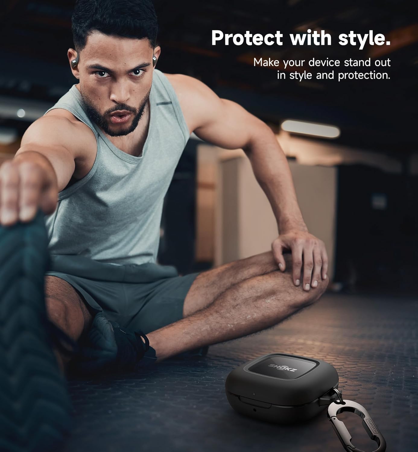 SURITCH for SHOKZ OpenFit Case Cover, Shockproof Magnetic Cases for SHOKZ OpenFit Open-Ear Earbuds True Wireless Bluetooth Headphones, Protective Cover with Magnetic Lid Lock & Carabiner, Black - Image 7