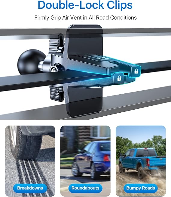 andobil 2026 Upgraded Car Phone Holder Mount for Vent, Military Sturdy Metal Clip Air Vent Phone Holder for Your Car Easy Used Cell Phone Car Mount for iPhone 17 Pro Max 15 14 13 Samsung S26 S25