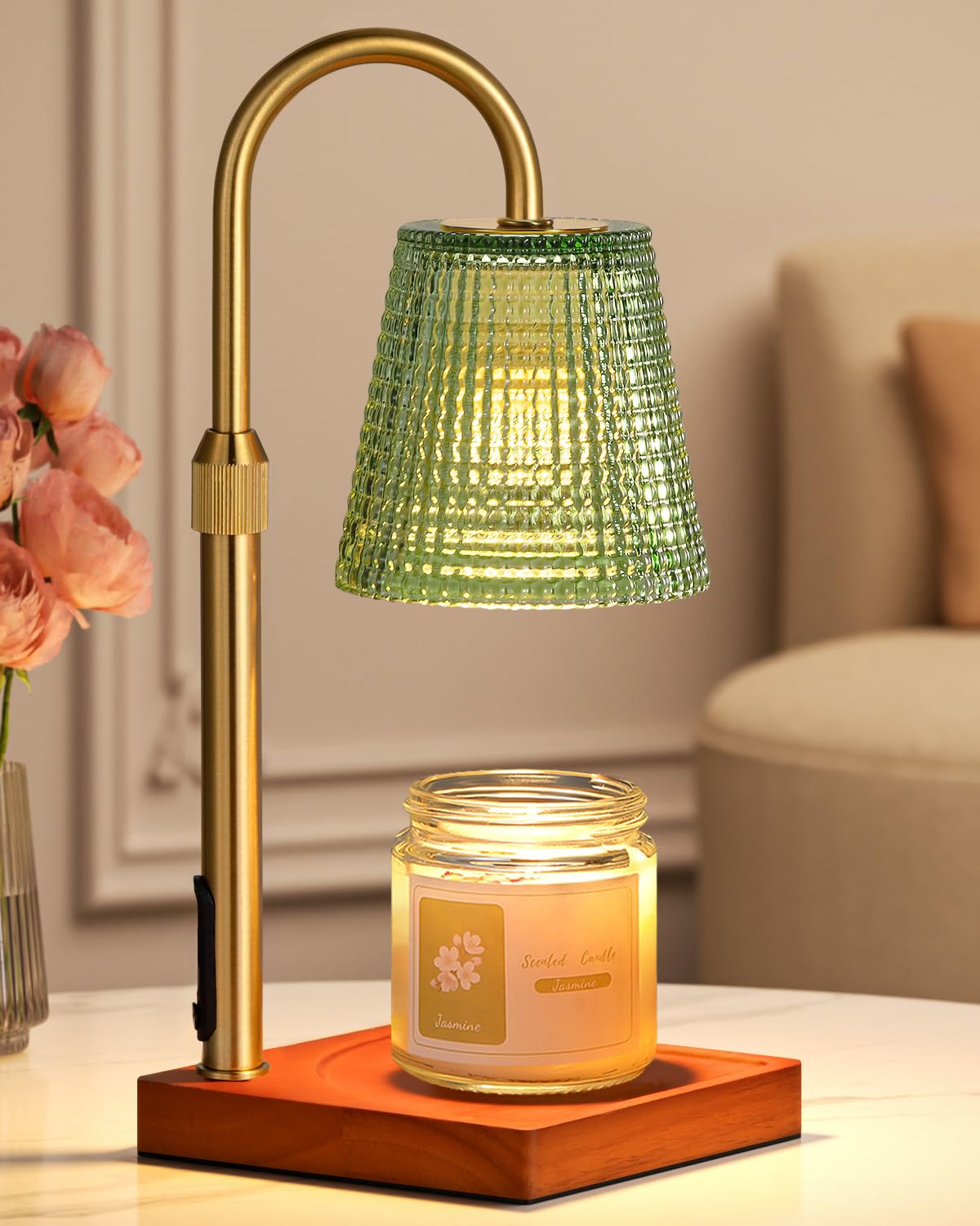 Green Candle Warmer Lamp with Timer, House Warming Gifts New Home Decor