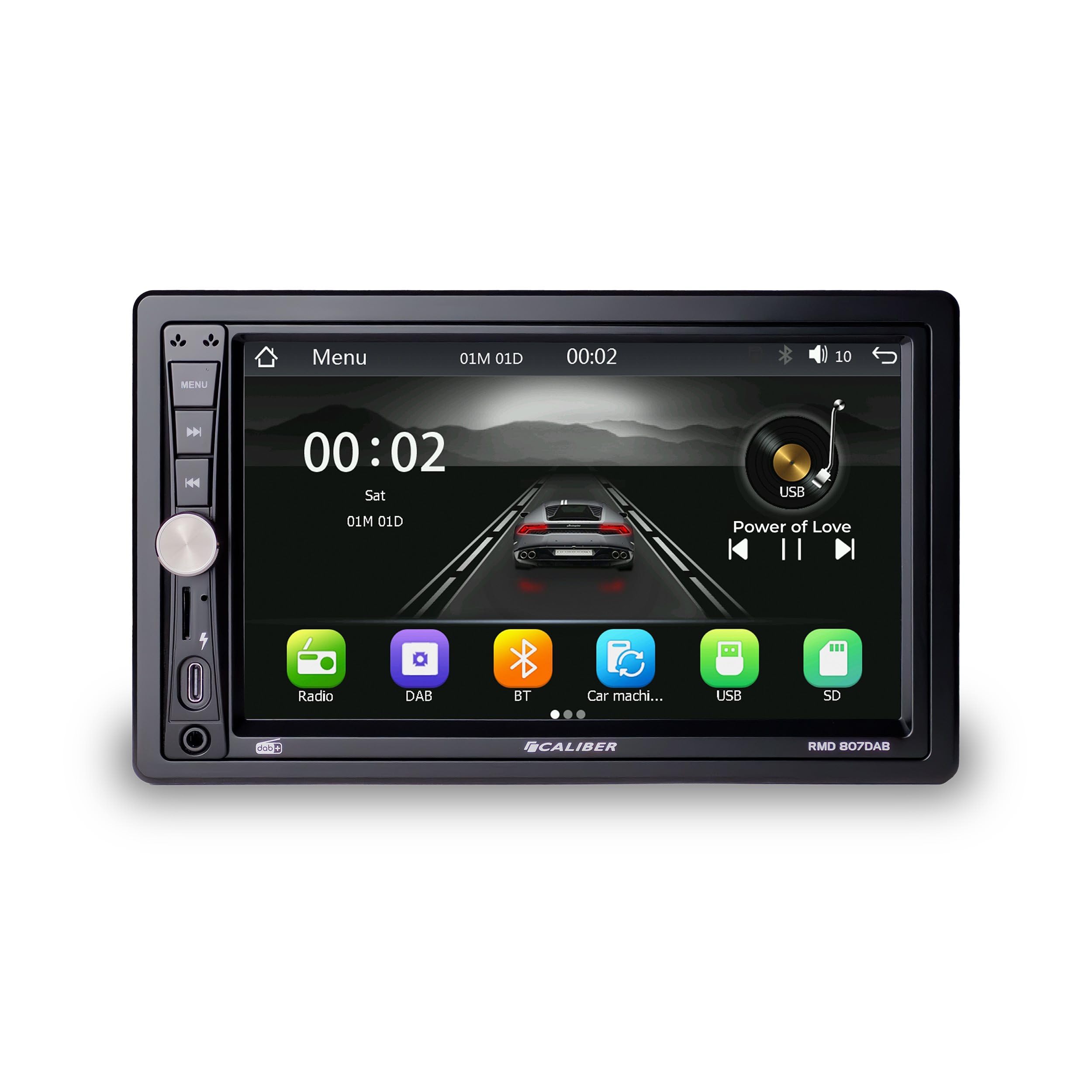Caliber Radio samochodowe RMD807DAB 2-DIN Dab+ z 7-calowym ekranem dotykowym, Bluetooth, Mirror Link, port USB-C, połączenia głośnomówiące i obsługa kamery cofania
