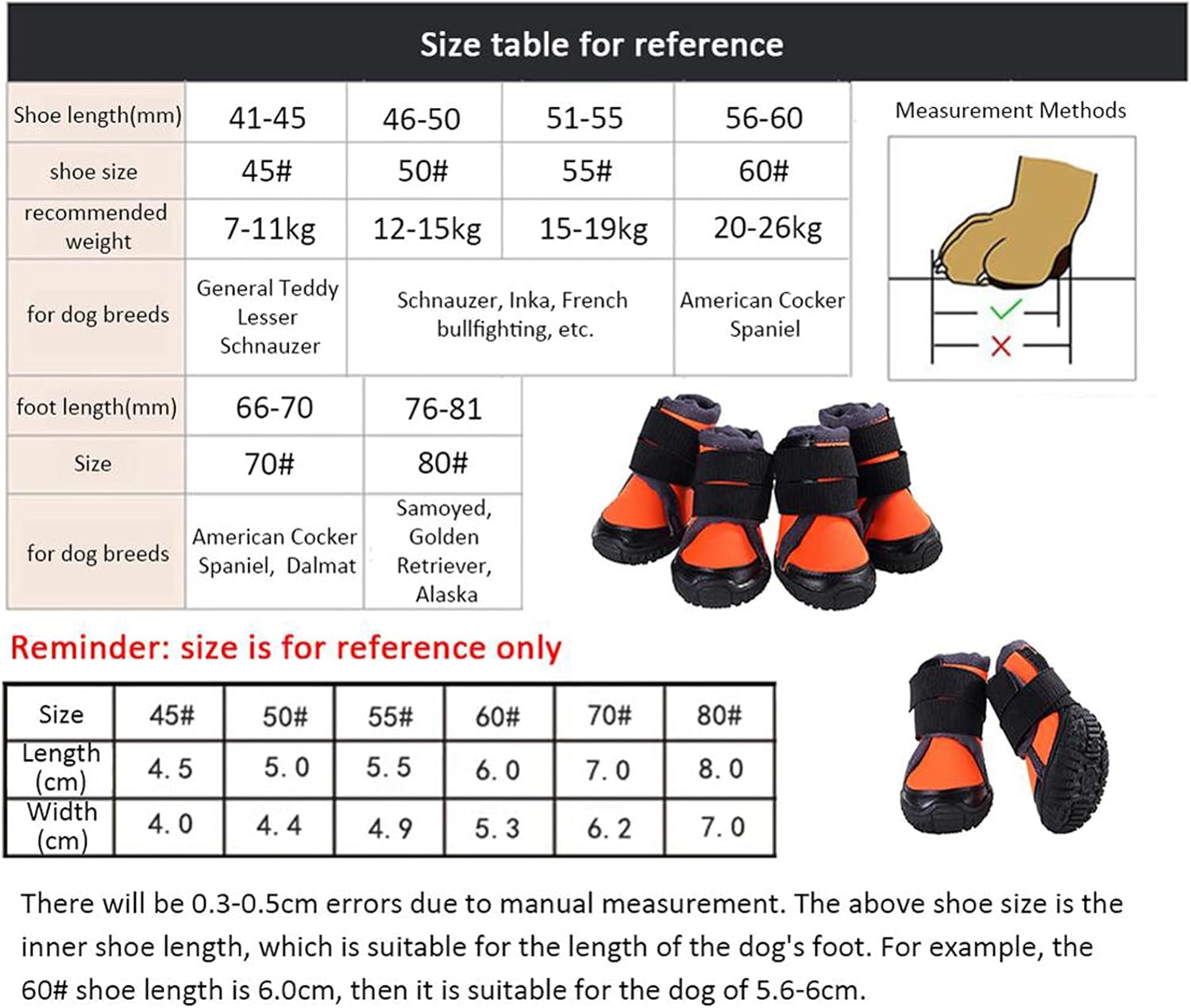 Dog Boot, Waterproof Dog Walking Hiking Shoes with Adjustable Hook and Loop Outdoor in Snowy Rainy Day for Hardwood Floors Small Medium and Large Dogs