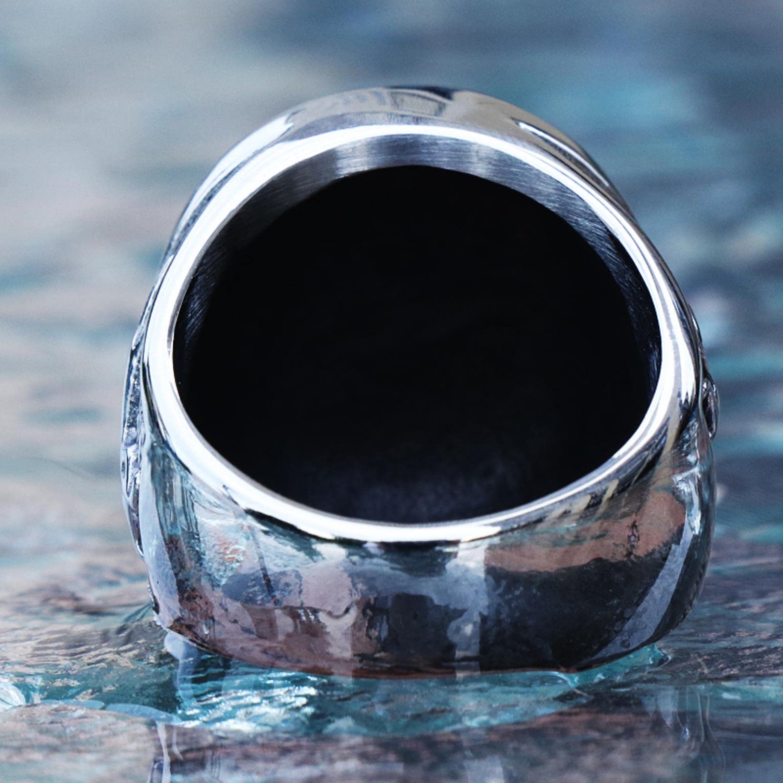 Retro Viking Stainless Steel Wolf Ring Men Biker Ice Wolf House Stark Winterfell Animal Ring Nordic Fashion Jewelry Size 7-13