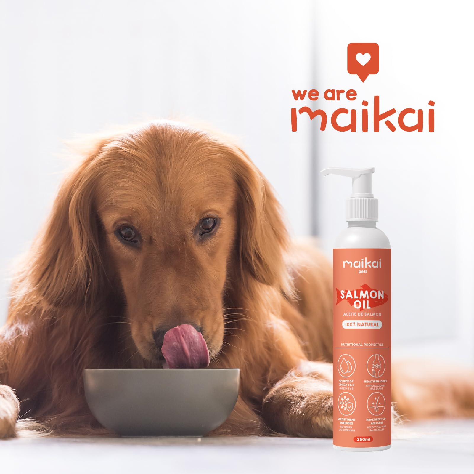 MAIKAI Olej z łososia dla psów i kotów 1000 ML Omega 3 i 6 Naturalny