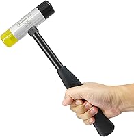 Vista 6 de Powerbuilt Martillo de Cara Suave de 16 Onzas, Goma que no Deja Marcas, Mango de Acero Tubular Ligero con Cómodo Agarre Antideslizante, Amarillo