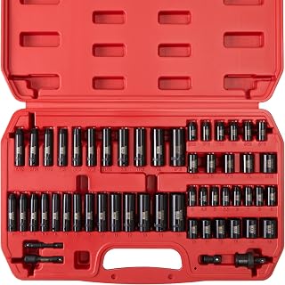 WIILDIS 1/4" Drive Impact Socket Set, 54-Piece, 6-Point, SAE/Metric, 5/32 Inch - 9/16 Inch, 4mm - 15mm, Standard/Deep,CR-V, Heavy Duty Storage Case for Household, Automotive Repair & DIY Project