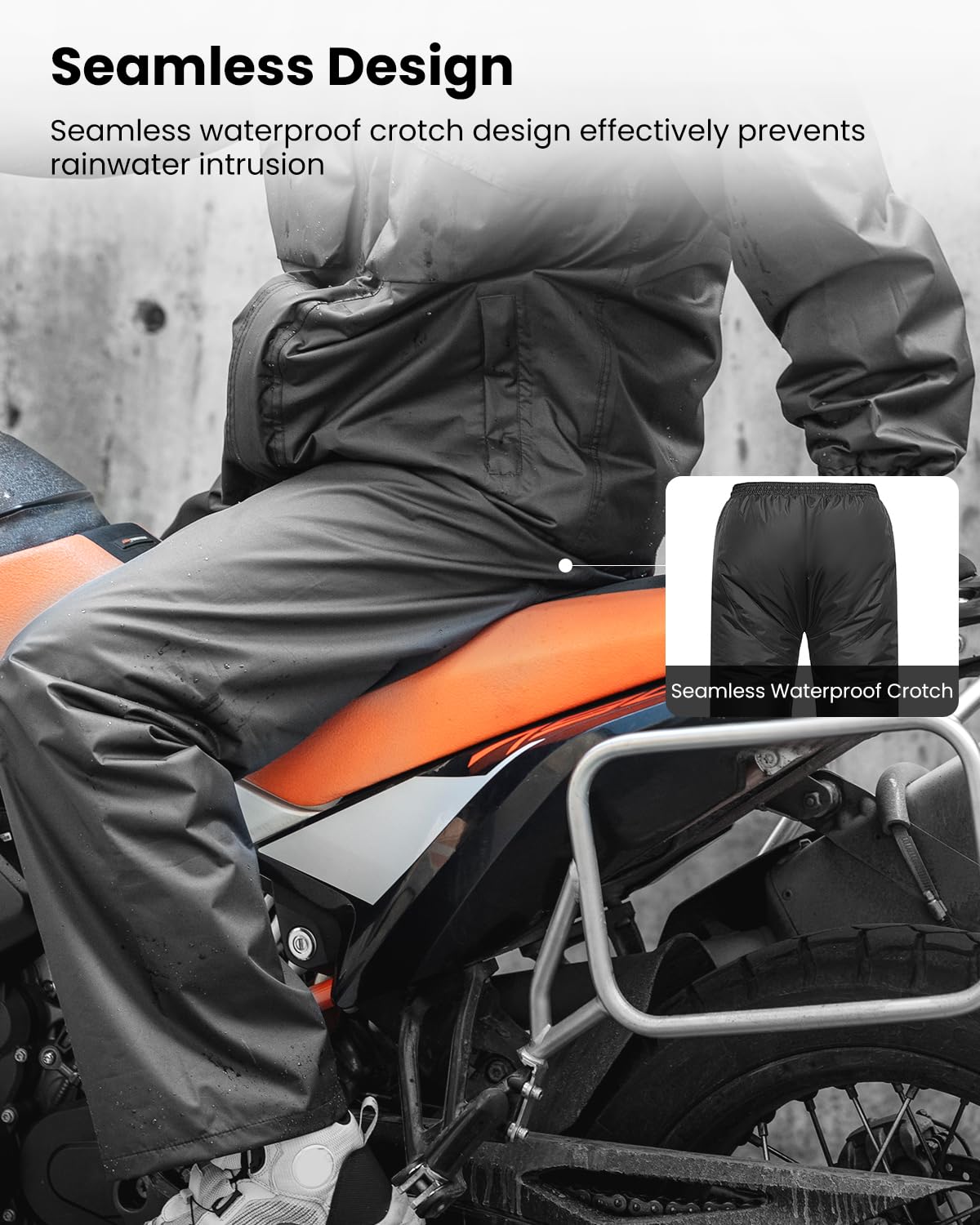 ILM Combinaison Pluie Imperméable Moto Homme Femme-Vêtements de pluie Résistante à l'usure, 6 Poches, Ensemble de 2 Pièces avec Veste et Pantalon,Homme-Gris,L