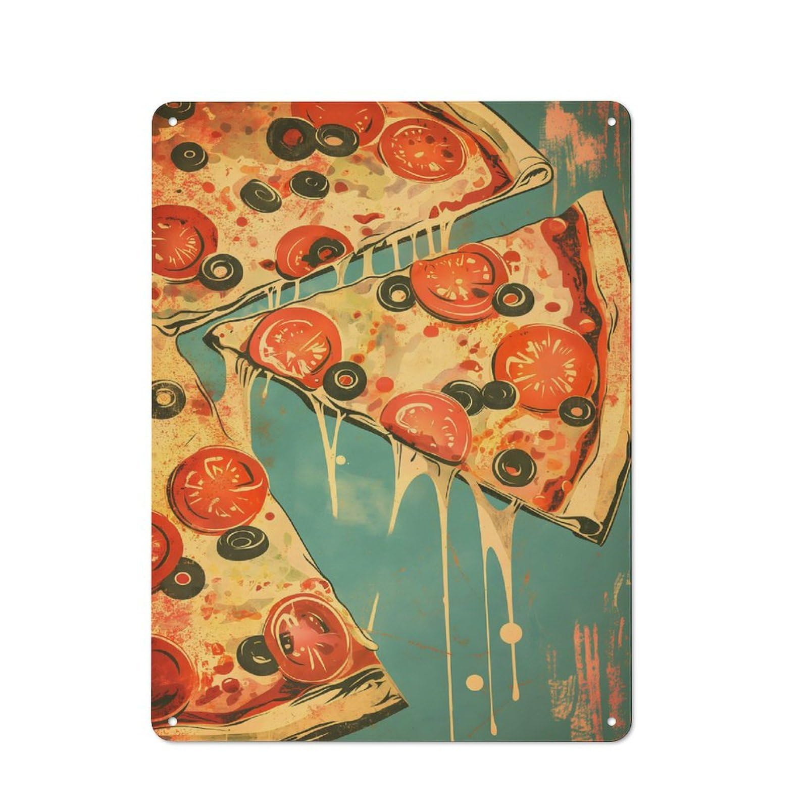 Junmoney Pizza Vintage Classic Metal Sign 40X30cm Featuring Bar Wall Plaque For Diner, Restaurant, Shed Or Kitchen