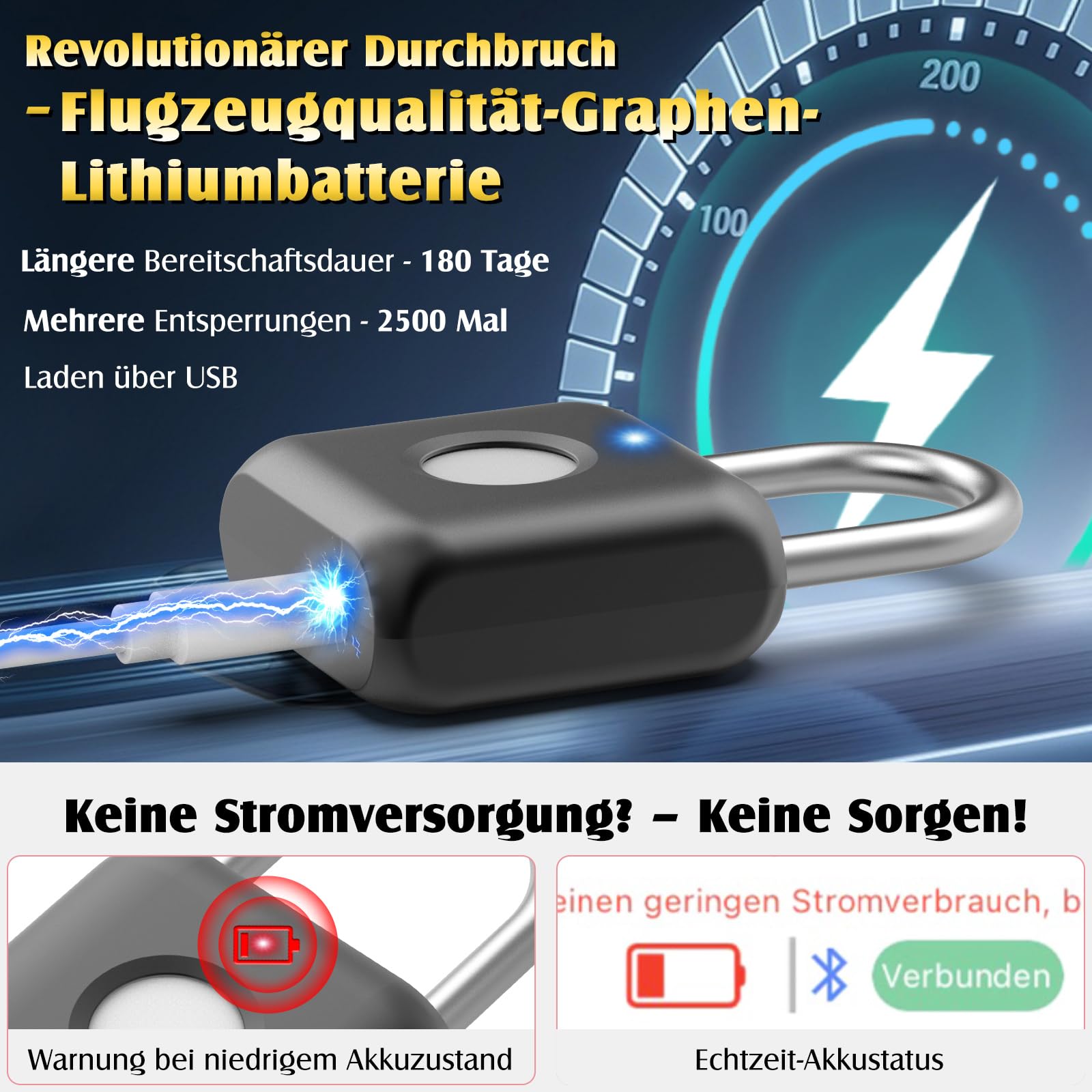 Anweller Anweller Smart Lock - Candado biométrico con huella dactilar
