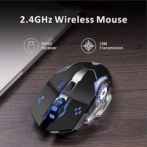 Miniatura 2 de Uciefy Q85 Rechargeable Wireless Gaming Mouse, 2.4G LED Optical Silent Wireless Computer Mouse with 4 LED Light, 3 Adjustable DPI, Ergonomic Design,