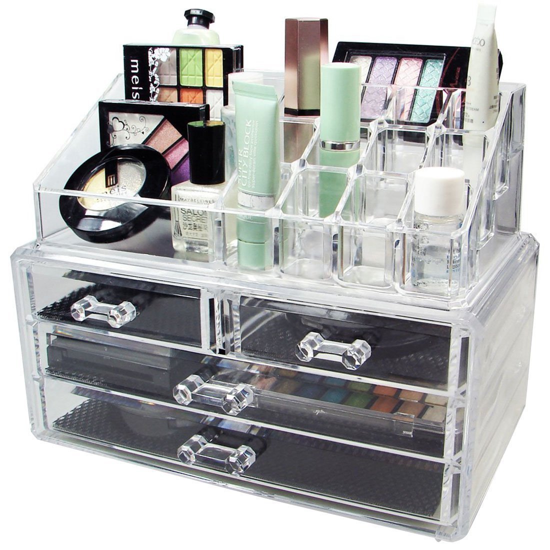 SHREVI 4 Drawer Cosmetic Storage Box Makeup Organizer with Transparent Drawers, Vanity Organizer for Cosmetics, Skincare, Lipsticks, Jewellery & Beauty Accessories, Multipurpose Desktop Storage Box 1